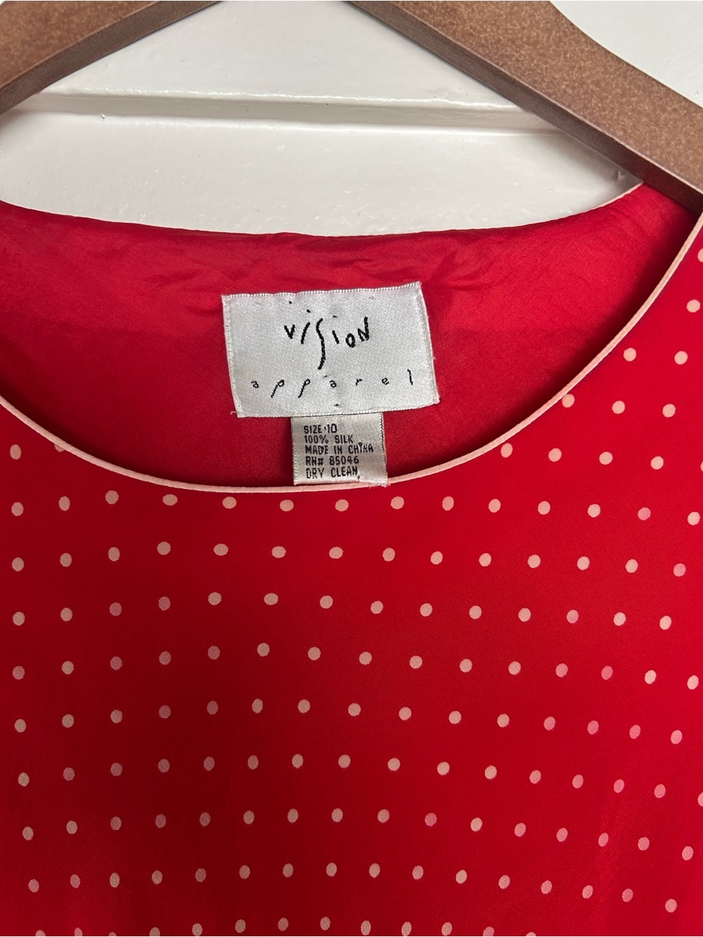 Vision Apparel Red Polka Dot Silk Dress